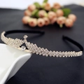 Elegante diadema de corona de novia dorada con brillantes diamantes de imitación para bodas - Dorado C9206