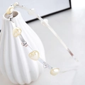Elegant silver headband with heart-shaped pearls and sparkling rhinestones for hair - Heart Silver (C8515)