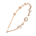 Serre-tête élégant en or rose avec perles blanches et cristaux étincelants sur métal - Style Rond Or Rose (C9432)