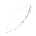 Zweilagiges silbernes Stirnband mit eleganten weißen Perlen und funkelnden Strasssteinen - Silber (C8320)