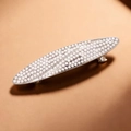 Sparkling silver spring hair clip with elegant white pearls for stylish women - Pearl Leaf / Silver