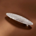 Elegant silver hair clip with sparkling rhinestones in an oval shape for women - Rhinestone Leaf / Silver