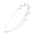 Cerchietto a doppio strato argento minimalista con eleganti perle bianche su sfondo bianco - Argento