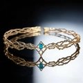 Exquisite golden branch crown featuring a prominent blue water drop gemstone centerpiece - Gold With Blue Rhinestone