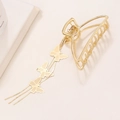 Elegante molletta per capelli a farfalla in metallo dorato con nappe a catena - Stile Semicerchio (Oro)