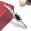 Sparkling rhinestone hair clip with black marquise gemstone on elegant gift box - Black