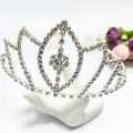 Elegante pettine a corona d'argento con strass scintillanti per sposa o festa - Argento