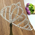 Elegante pettine a corona a cuore argento con strass scintillanti per matrimoni e feste - Argento
