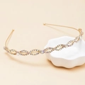 Elegante cerchietto dorato con strass arcobaleno ondulati su vassoio ceramico - Strass AB Marquise (C8206) / Oro