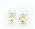 Detailansicht der weißen Blumen-Ohrstecker mit großem Perlen-Backing-Design - Weiß (A5427)