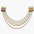 Golden multi-layer chain hair comb with five layered fringes and six-tooth double combs - Gold
