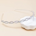 Serre-tête ondulé argenté élégant orné de strass AB colorés avec design à boucle infinie - Strass AB Marquise (C8207) / Argent Rose