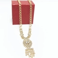 Luxurious gold-tone rhinestone necklace with layered crystal pendants and tassels - Marquise Tassel Style / Gold