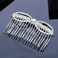 Pettine per capelli a fiocco con strass scintillanti per acconciature da sposa in argento - Argento