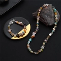 Hip hop natural semi-precious stone bead necklace and bracelet jewelry set for men - G7007 Colorful Stone Necklace (45+5CM)