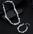 Detail view of irregular white natural stone necklace and bracelet set with silver clasps - G7007 White Moonstone Necklace (45+5CM)