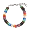 Colorful lava stone bead bracelet for men and women with adjustable stainless steel chain - Lava Stone Style (G7008) / 18+4CM