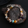 Detailed close-up of Bohemian handmade necklace with colorful irregular natural stones - G7007 Colorful Stone Bracelet (18+5CM)