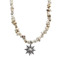 Vintage sun pendant necklace with bohemian white stone beads for men and women - Sun Style Beaded Necklace (G5002)