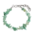 Hip hop style natural green stone beaded necklace with adjustable silver clasp closure - G7007 Jade Green Stone Bracelet (18+5CM)