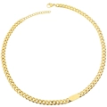 Collar de cadena cubana dorada con placa de identificación y cierre de mosquetón para hombre - 45cm+5cm / Collar / Dorado