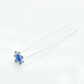 Forcina per capelli a U con rosa blu 3D e strass trasparenti brillanti decorativi - Blu Reale (F5408)