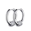 Orecchini a cerchio minimalisti in titanio con cinque piccoli anelli d'argento per uomo e donna - Cerchi 14mm (1 Paio / Forato) / Argento
