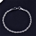 Pulsera de cadena de cuerda de plata pulida para hombre con cierre de langosta - 17cm / Color Acero