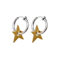 Orecchini a cerchio minimalisti in argento con pendenti a stella d'oro per orecchie - Clip per Orecchio a Stella Oro (Singolo)