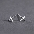 Pendientes de tuerca con estrella de cuatro puntas en acero de titanio para hombre - Pendientes de Botón Estrella de Cruz / Plateado (X118-A)