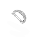 Elegante fermaglio per capelli in metallo argento con tre file di strass scintillanti - Fermaglio per Coda di Cavallo Argento