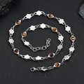 Titanium steel tiger eye necklace with geometric diamond plates and pearls for men and women - Tiger Eye Stone Necklace