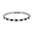 Bracciale tennis classico in argento con zirconi AAA bianchi e neri alternati - 18cm / 4mm Larghezza Braccialetto / Color Acciaio (Pietre Nere e Bianche)