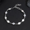 Minimalist stainless steel diamond-shaped bracelet with pearl accents on black stone - White Artificial Pearl Bracelet (18+4CM) / White Artificial Pearl Bracelet