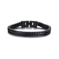 Dettaglio del bracciale da uomo in acciaio inossidabile nero opaco con chiusura a scatto - 19cm / Nero (A6004)