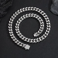 Polished silver cuban chain necklace with luxury iced-out clasp on black stone background - 7MM Wide Steel Color Cuban Link (Bracelet 17CM) (G4010) / Steel