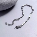Silbernes Edelstahl-Mobius-Armband mit Herzschlag-Gravur und Gliederkette - 16+3cm / Rechteckiger Schnallenverschluss