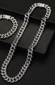 Conjunto de collar y pulsera de eslabones cubanos plateados con doble fila de strass - Collar Diamantes Imitación Color Acero 60CM(C5005)