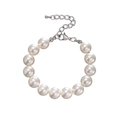 Detail of white pearl necklace with silver lobster clasp and adjustable metal chain - 6mm Width Beads / White Artificial Pearl Bracelet