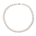 Detailed view of elegant round white pearl necklace with silver metal lobster clasp - 6mm Width Beads / White Artificial Pearl Necklace