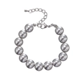 Macro detail of high-luster silver-grey pearl beaded necklace with adjustable silver clasp - 6mm Width Beads / Gray Artificial Pearl Bracelet