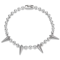 Silberne Kugelkette mit langen kegelförmigen Spike-Anhängern im coolen Punk-Stil - 50cm