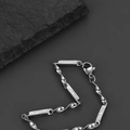 Collana Mobius in acciaio al titanio con maglie a bambù e piastre rettangolari a stella - Collana con Chiusura a Moschettone / 60CM / Argento