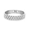 Pulsera de hombre en acero inoxidable plateado estilo reloj con cierre desplegable - 12.2mm de Ancho - 20cm / Color Acero (T1001)