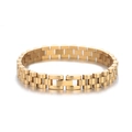 Pulsera clásica para hombre de acero inoxidable chapado en oro estilo correa de reloj - 12.2mm de Ancho - 20cm / Dorado (T1001)