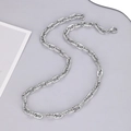Collana a maglie O in acciaio inossidabile argento con anelli testurizzati e chiusura a moschettone - T2006 Collana (50CM)