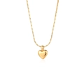 Primo piano di un ciondolo a cuore in oro 18 carati a due strati con catena a serpente - Ciondolo Cuore 3D Catena a Serpente (F5008 Collana-Modello Cuore)