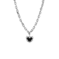 Détail du collier punk Y2K avec cœur noir et bordure épineuse en métal argenté - Collier Enveloppé de Cœur d'Épines Noir