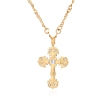Collier pendentif croix dorée baroque serti d'un cristal carré pour homme et femme - 50cm+5cm / Or (B3012)