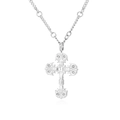 Détail du pendentif croix en argent avec gravure baroque et zircons brillants incrustés - 50cm+5cm / Argent (B3012)